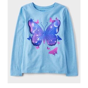The Children's Place Blue and Pink Butterfly Long Sleeve Tee